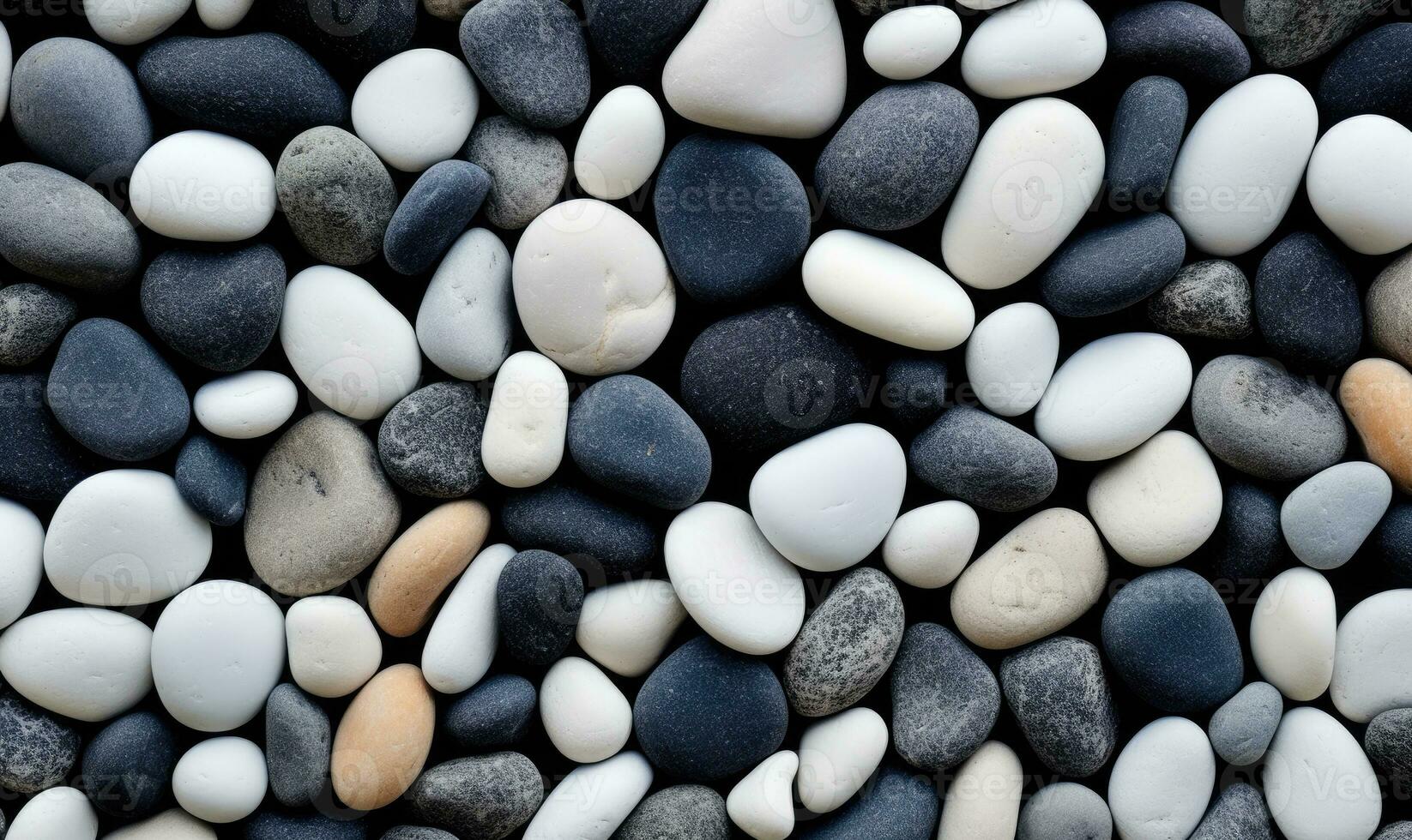 zee van steentjes behang. grijs strand stenen achtergrond. voor banier, ansichtkaart, illustratie. gemaakt met generatief ai gereedschap foto