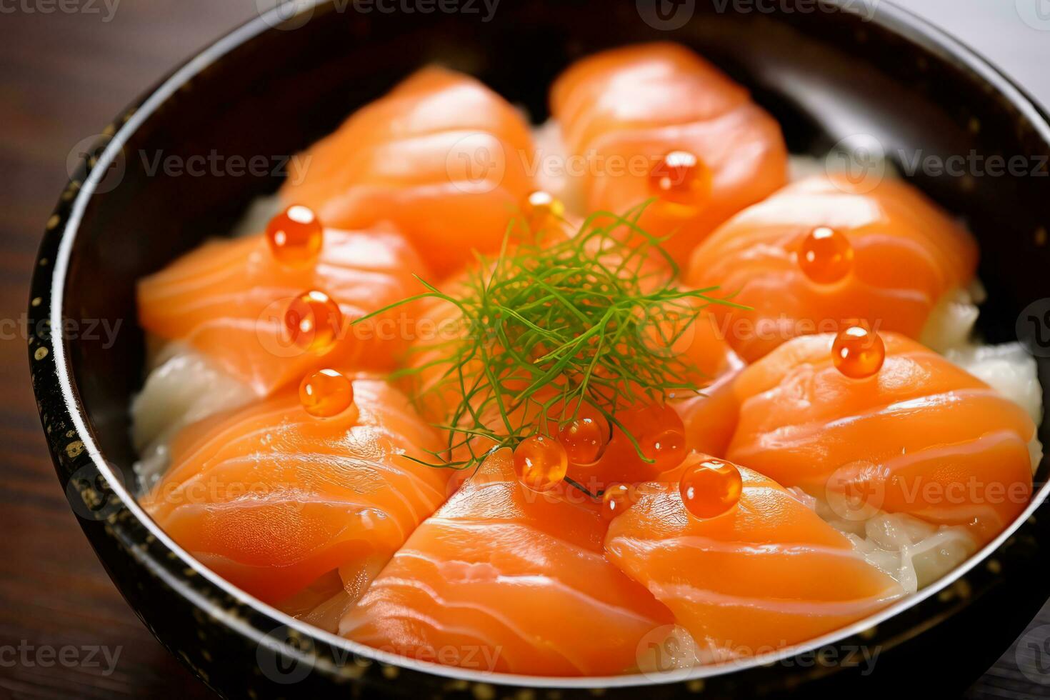 detailopname top visie van ingrediënten sushi met Zalm, Japans voedsel. ai gegenereerd. foto