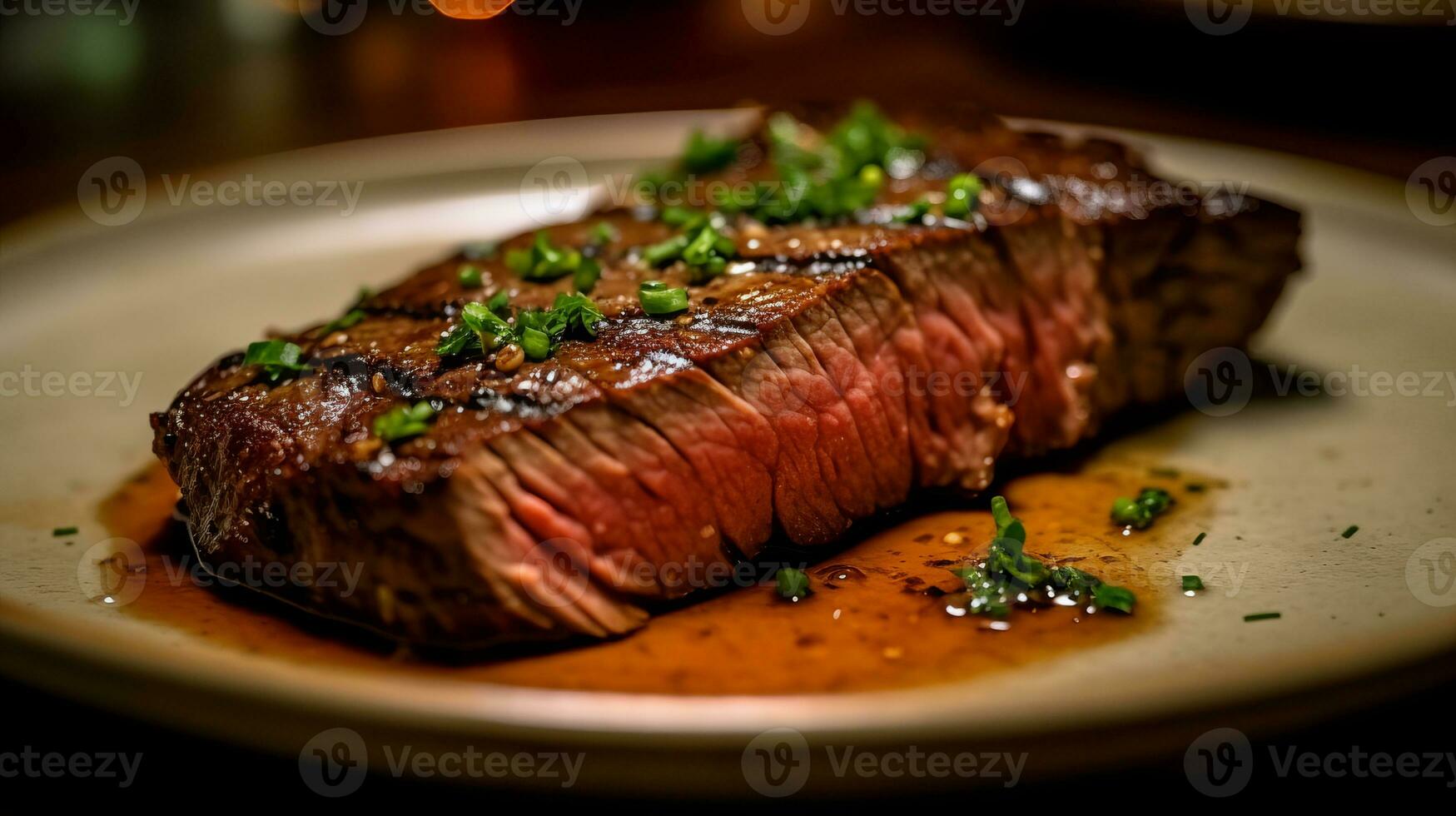 vlak ijzer steak is heerlijk voedsel. ai gegenereerd. foto