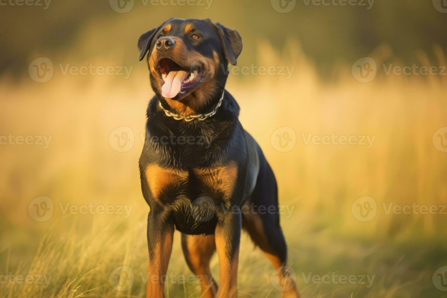 schattig rottweiler in natuur, nationaal geografie, breed leven dieren. ai gegenereerd. foto