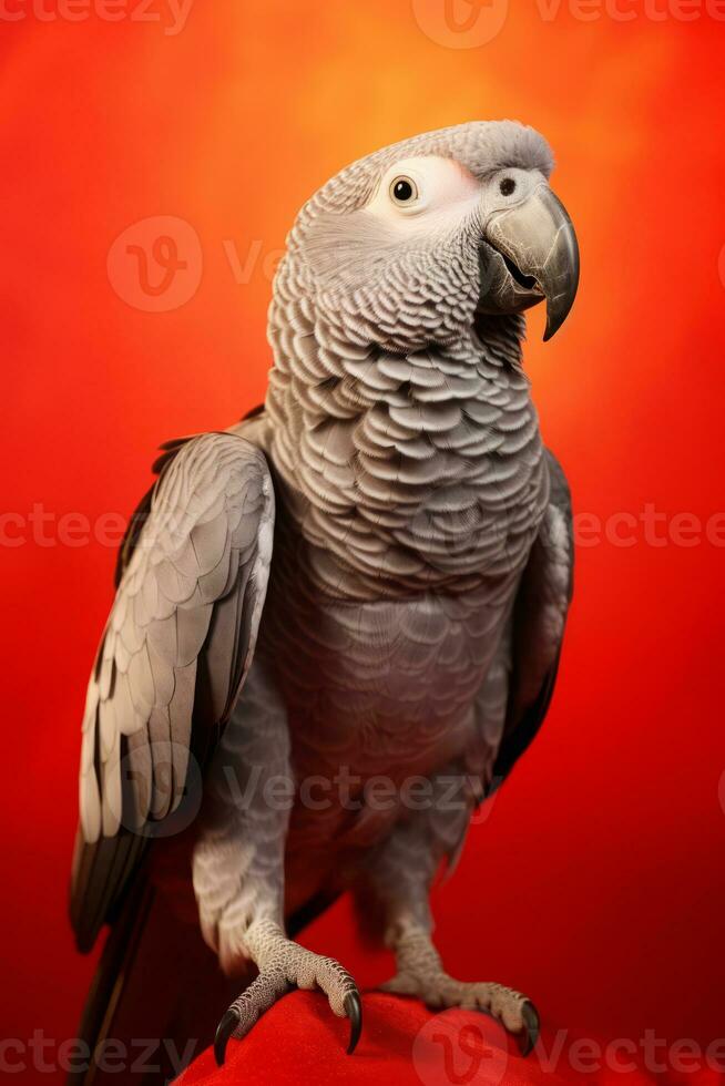 heel schattig Afrikaanse grijs papegaai in natuur, nationaal geografie, breed leven dieren. ai gegenereerd. foto