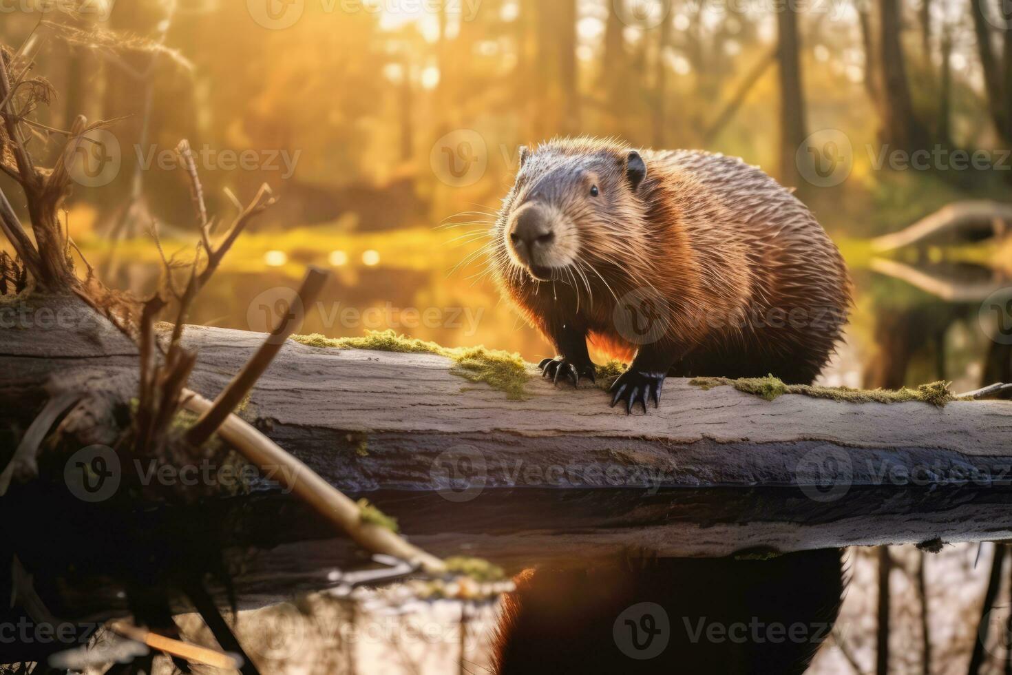 bever in natuur, nationaal geografie, breed leven dieren. ai gegenereerd. foto