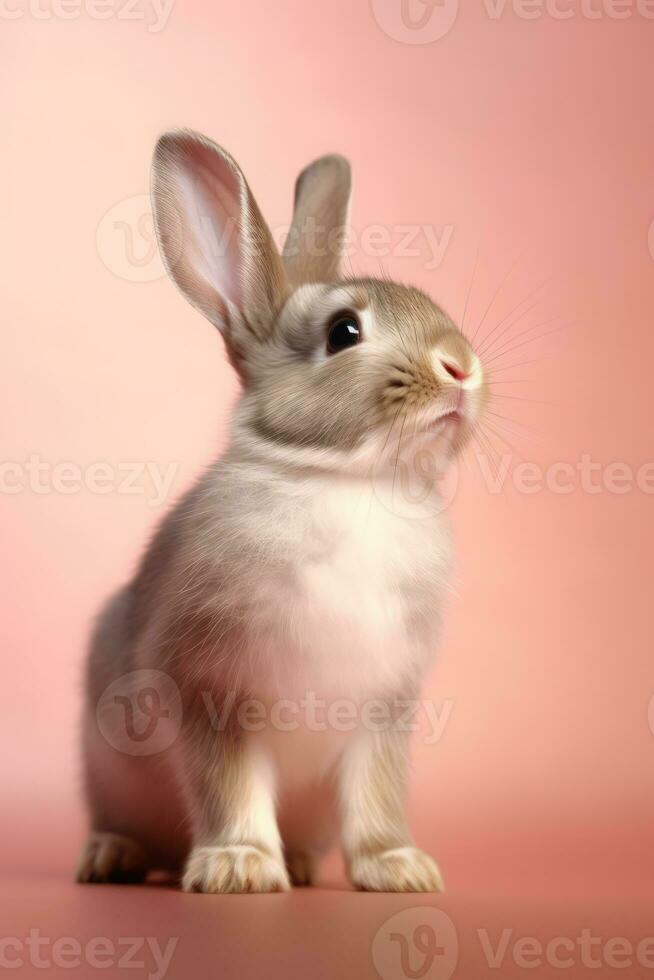 heel schattig konijn in natuur, nationaal geografie, breed leven dieren. ai gegenereerd. foto