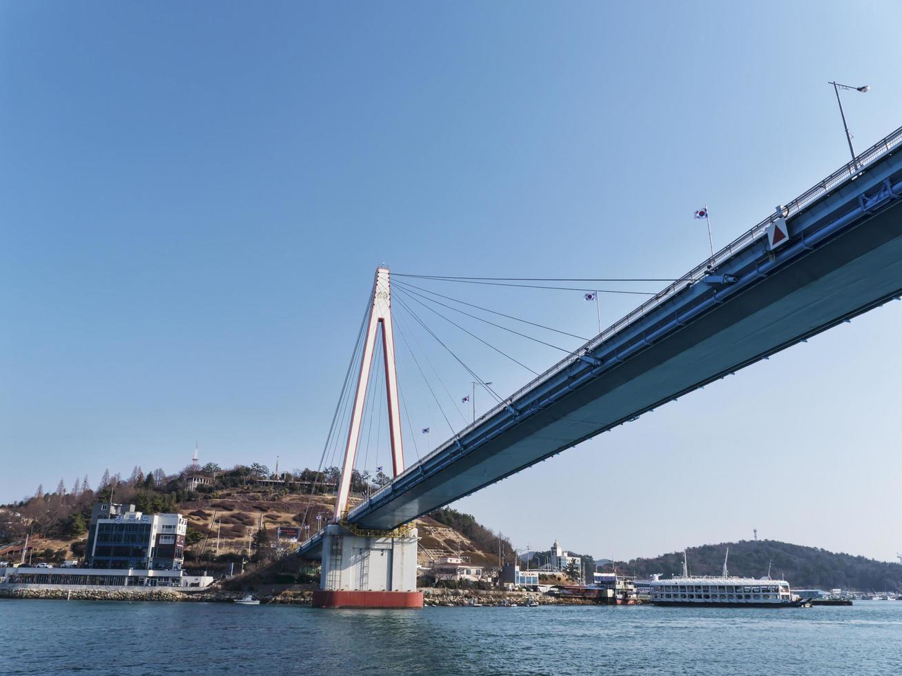 dolsan brug. Yeosu-stad, Zuid-Korea. januari 2018 foto