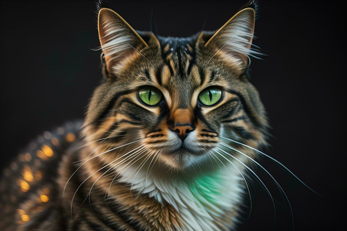 portret van een mooi Maine wasbeer kat Aan een donker achtergrond. ai generatief foto