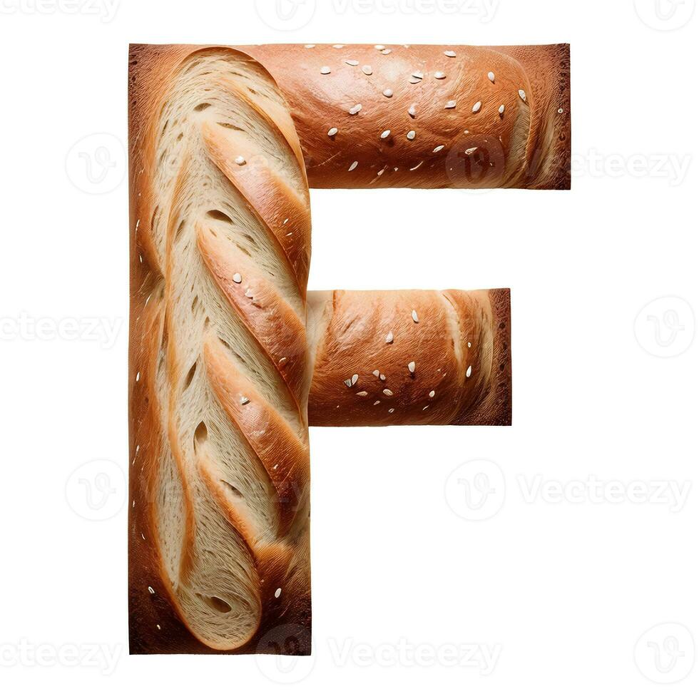 brood typografie tekst ontwerp hoofdletters alfabet f, ai generatief foto