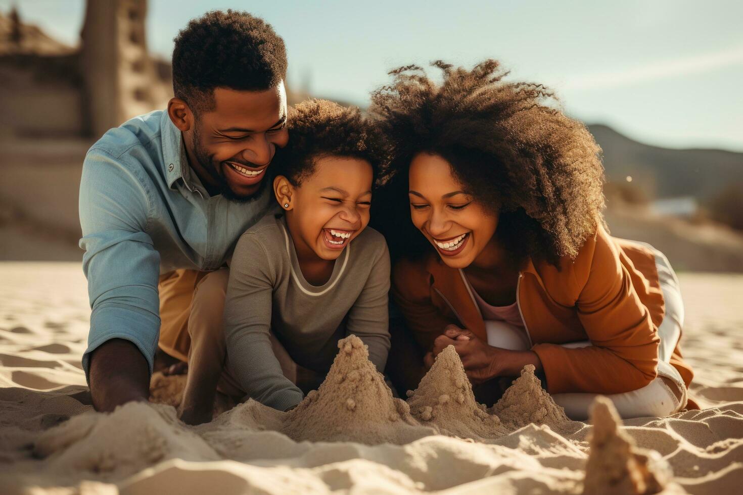 gelukkige familie op het strand foto