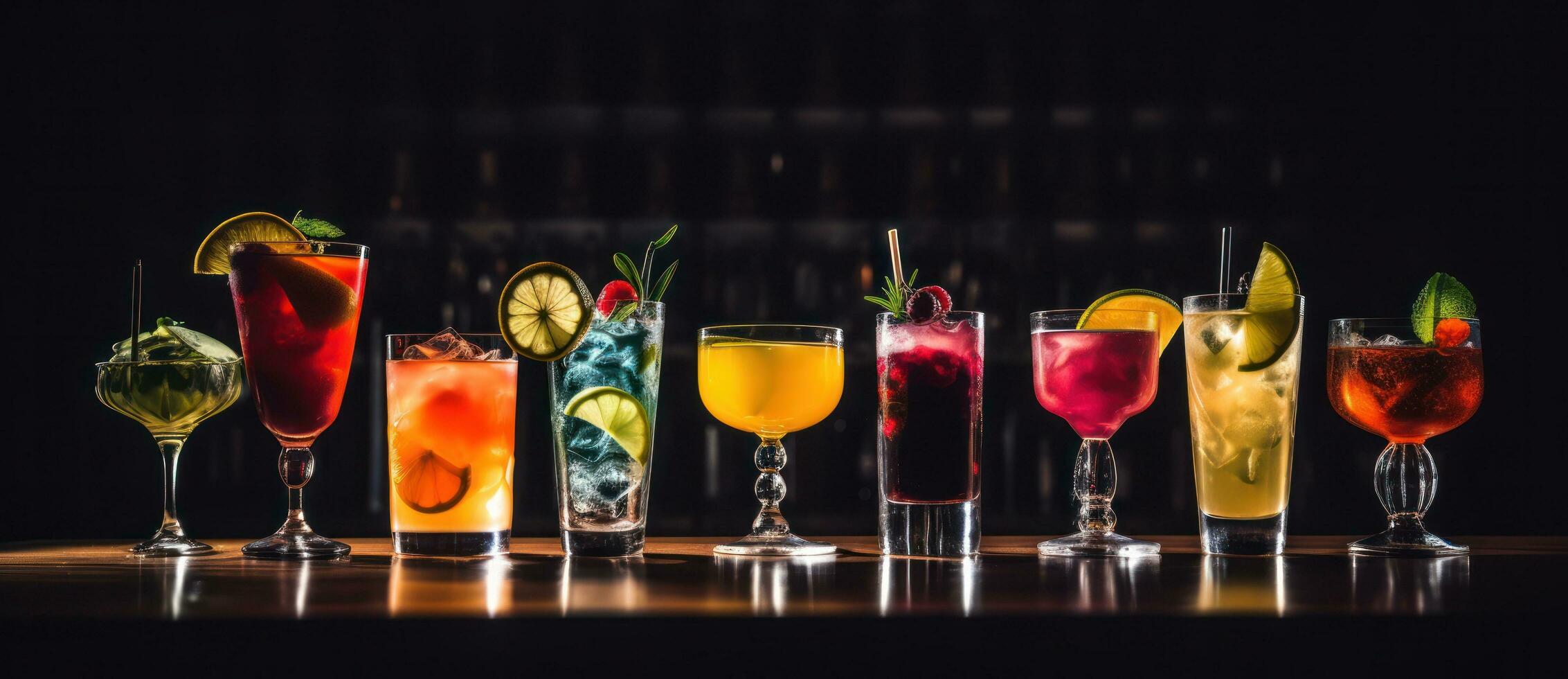 alcohol cocktails in een rij foto