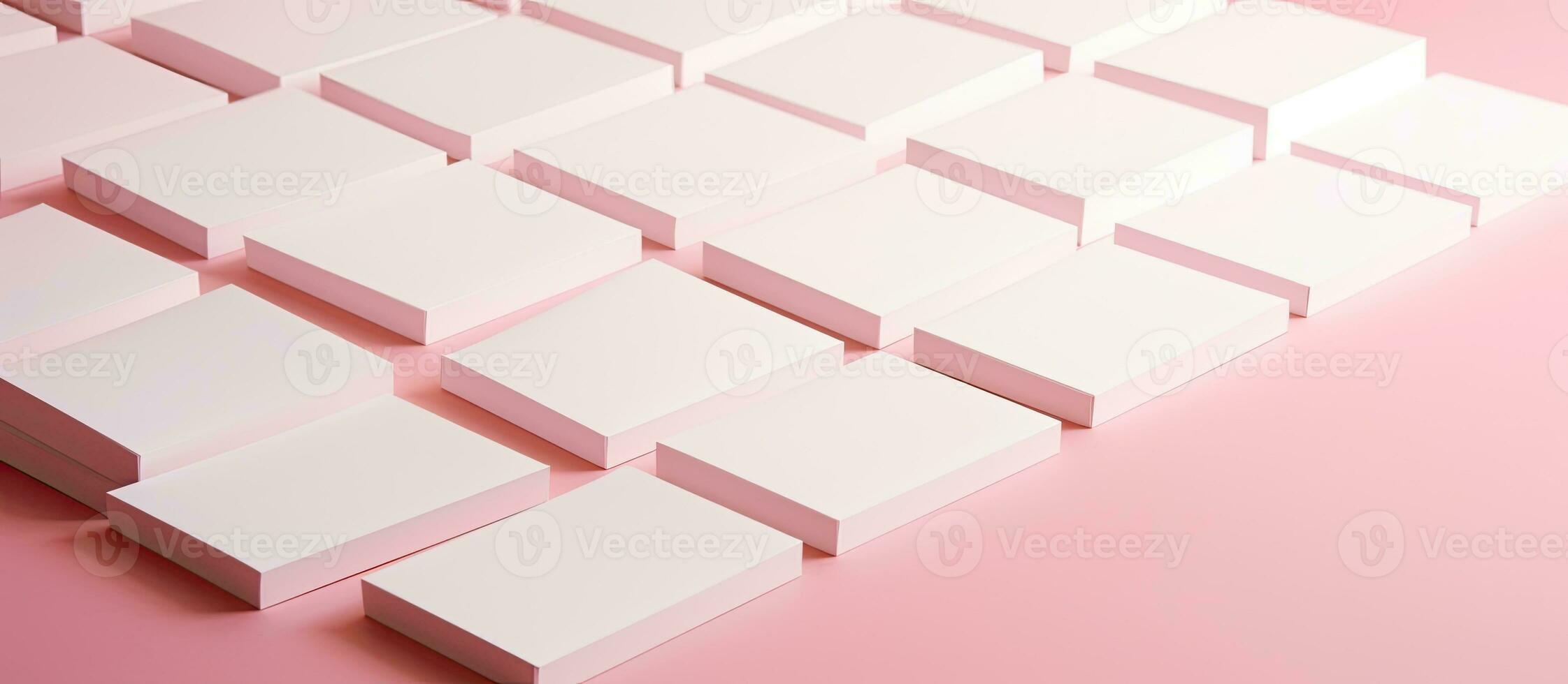 wit bedrijf kaarten met een Oppervlakte voor schrijven Aan een roze achtergrond. concept van bedrijf, bedrijf foto