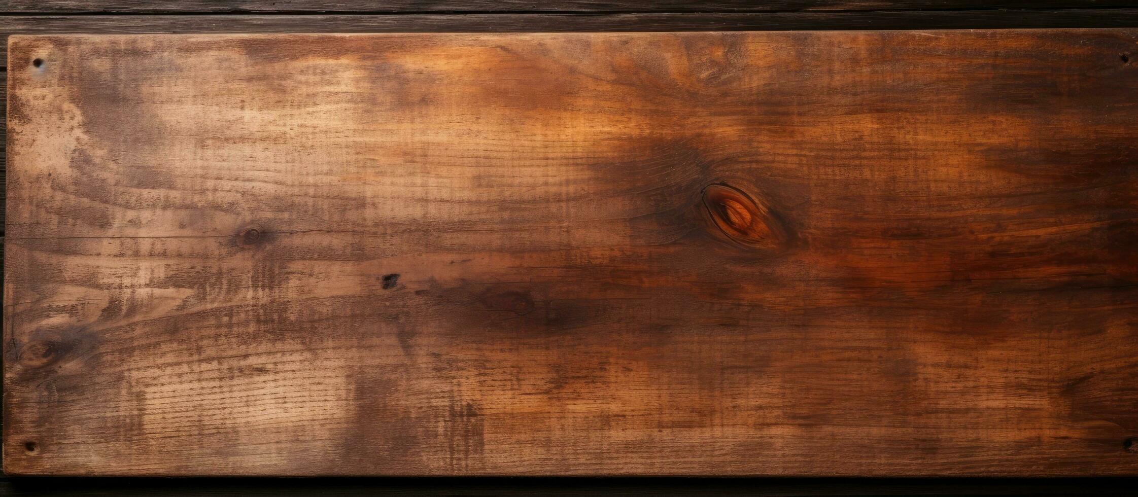 oud snijdend bord Aan een donker houten tafel. de visie is van bovenstaand en ruimte beschikbaar voor kopiëren. foto