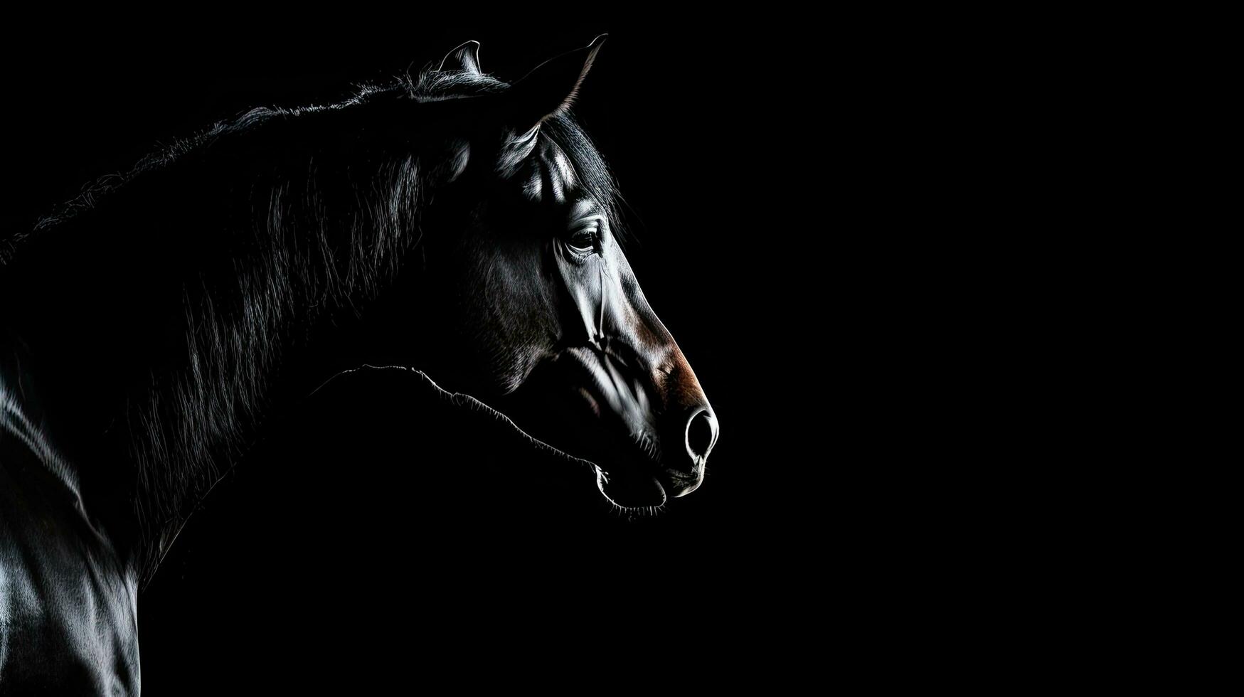 zwart achtergrond met geïsoleerd paard silhouet foto