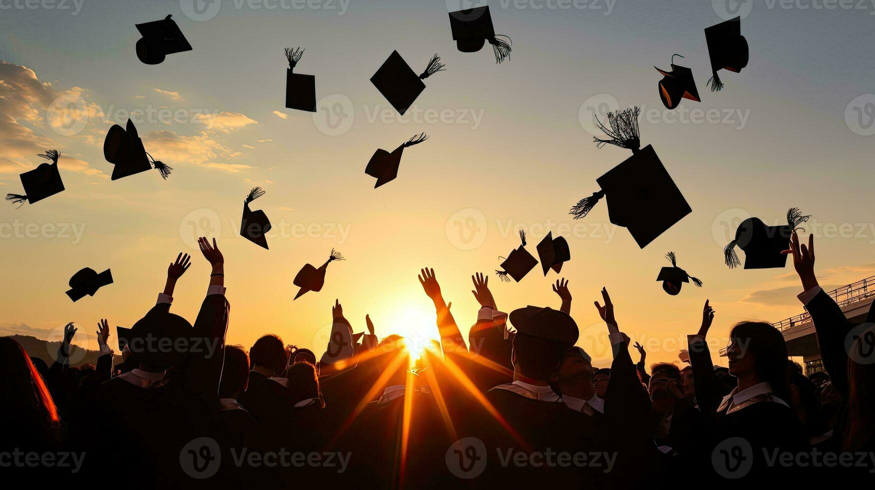 Gefeliciteerd naar de geslaagd Universiteit afgestudeerden gedurende de diploma uitreiking ceremonie foto