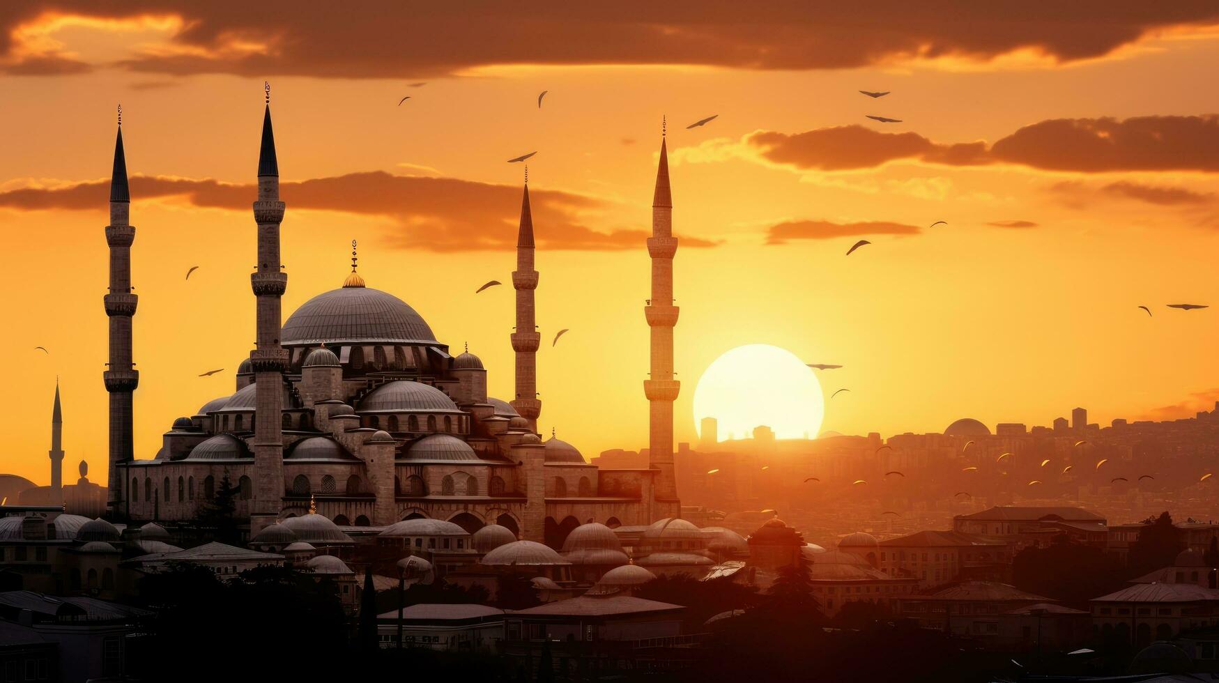 beroemd historisch poef moskee in Istanbul kalkoen populair toerisme bestemming Bij zonsondergang foto