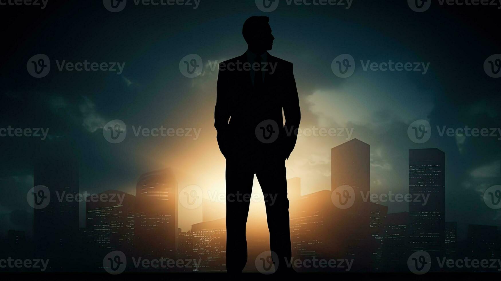silhouet van een staand zakenman foto