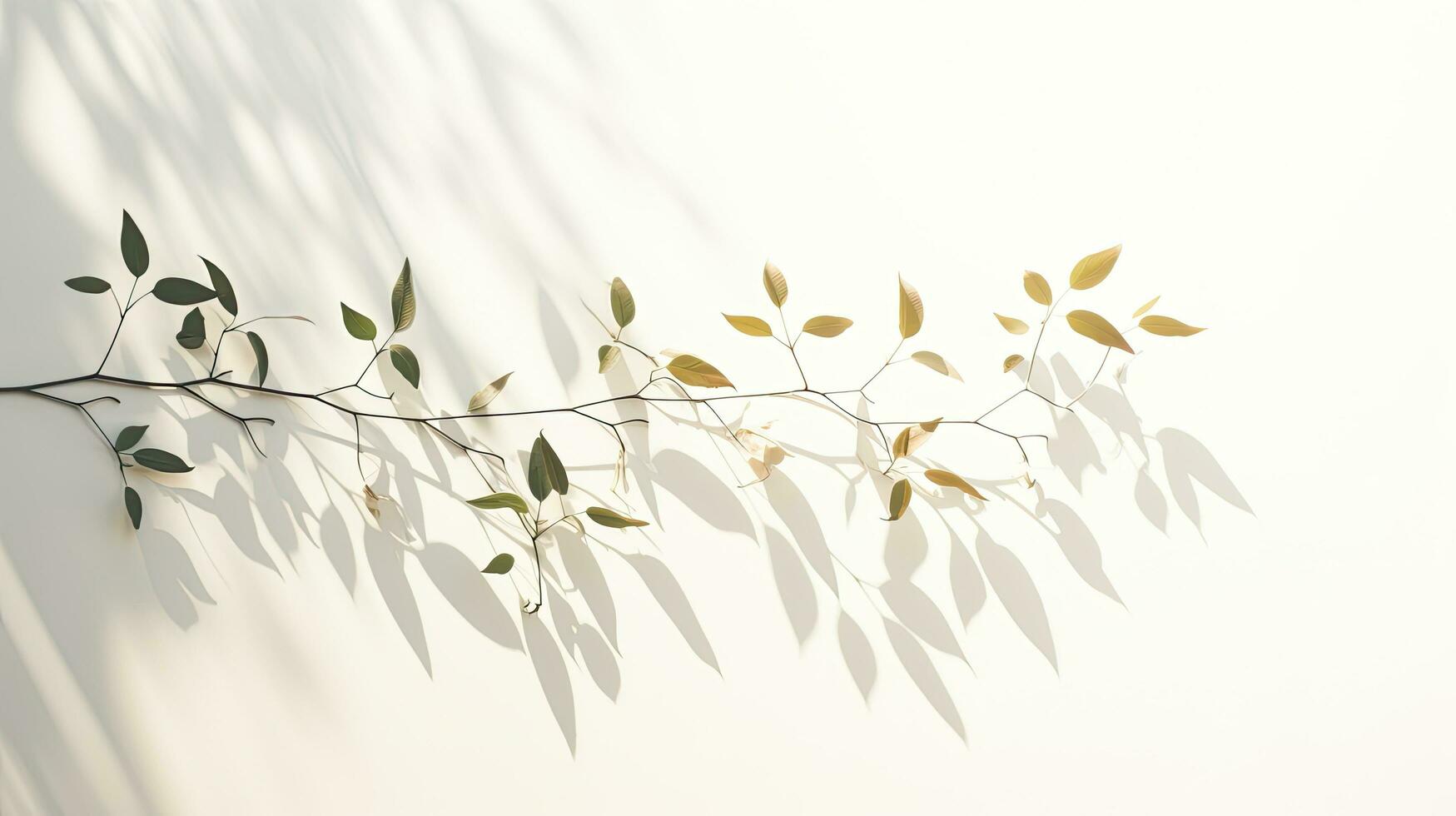 aftekenen boom Afdeling schaduw Aan een wit achtergrond wazig tropisch blad schaduw met zonlicht helder zonnig dag stralen van zon foto