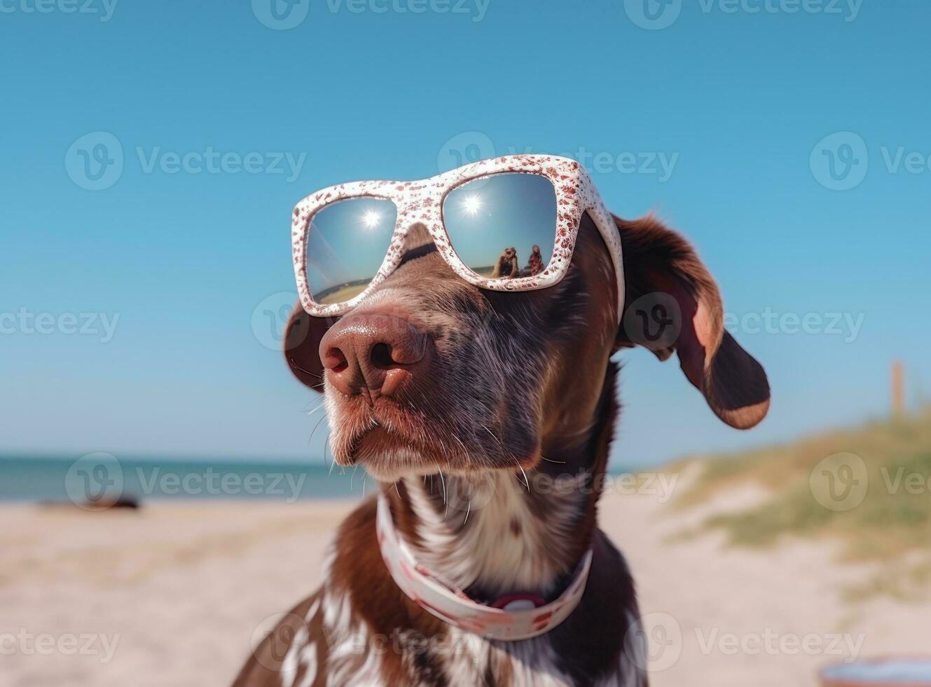 schattig grappig hond Bij de strand foto