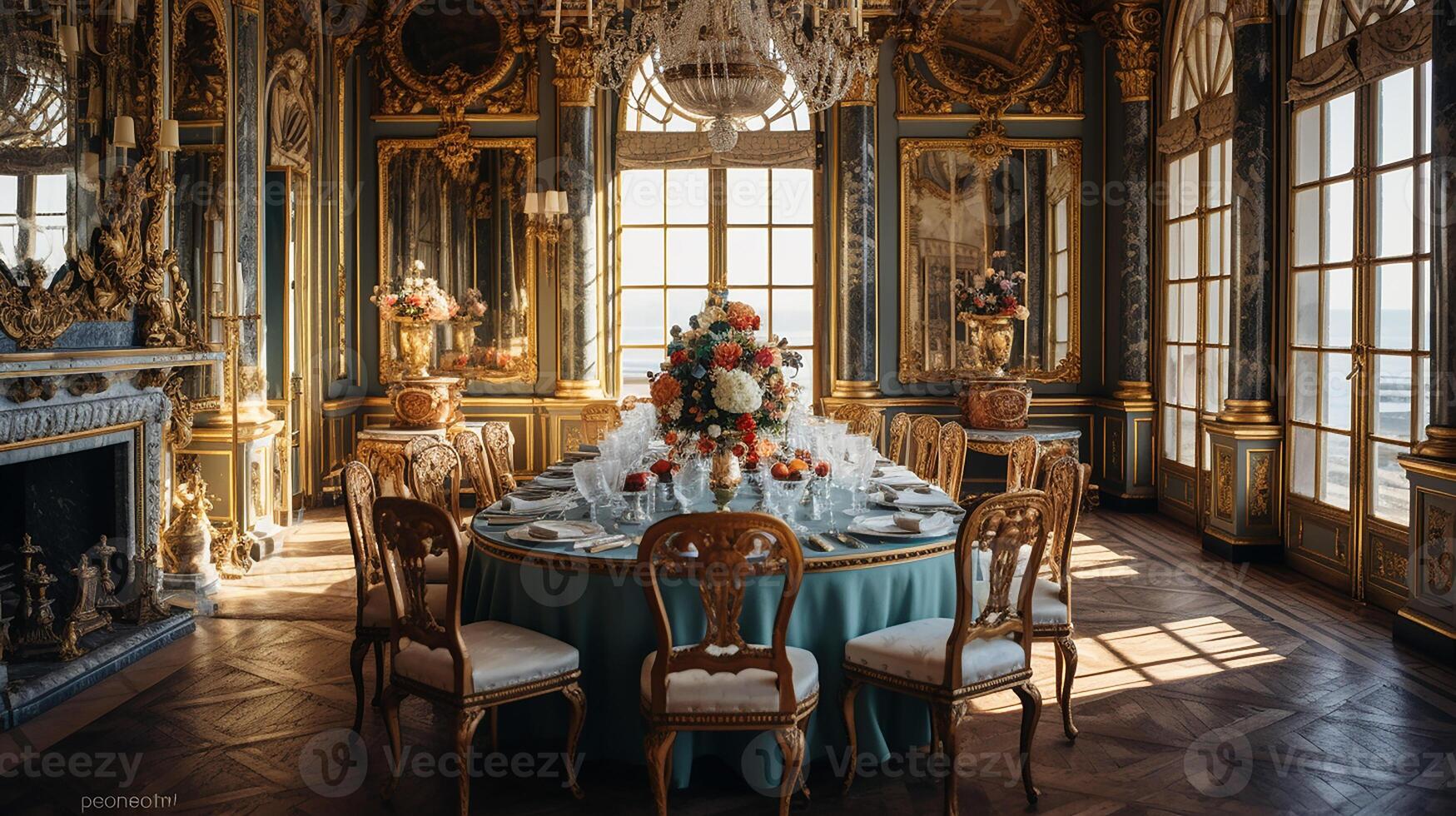 foto van de dining kamer Bij de paleis van versaille, Frankrijk. generatief ai