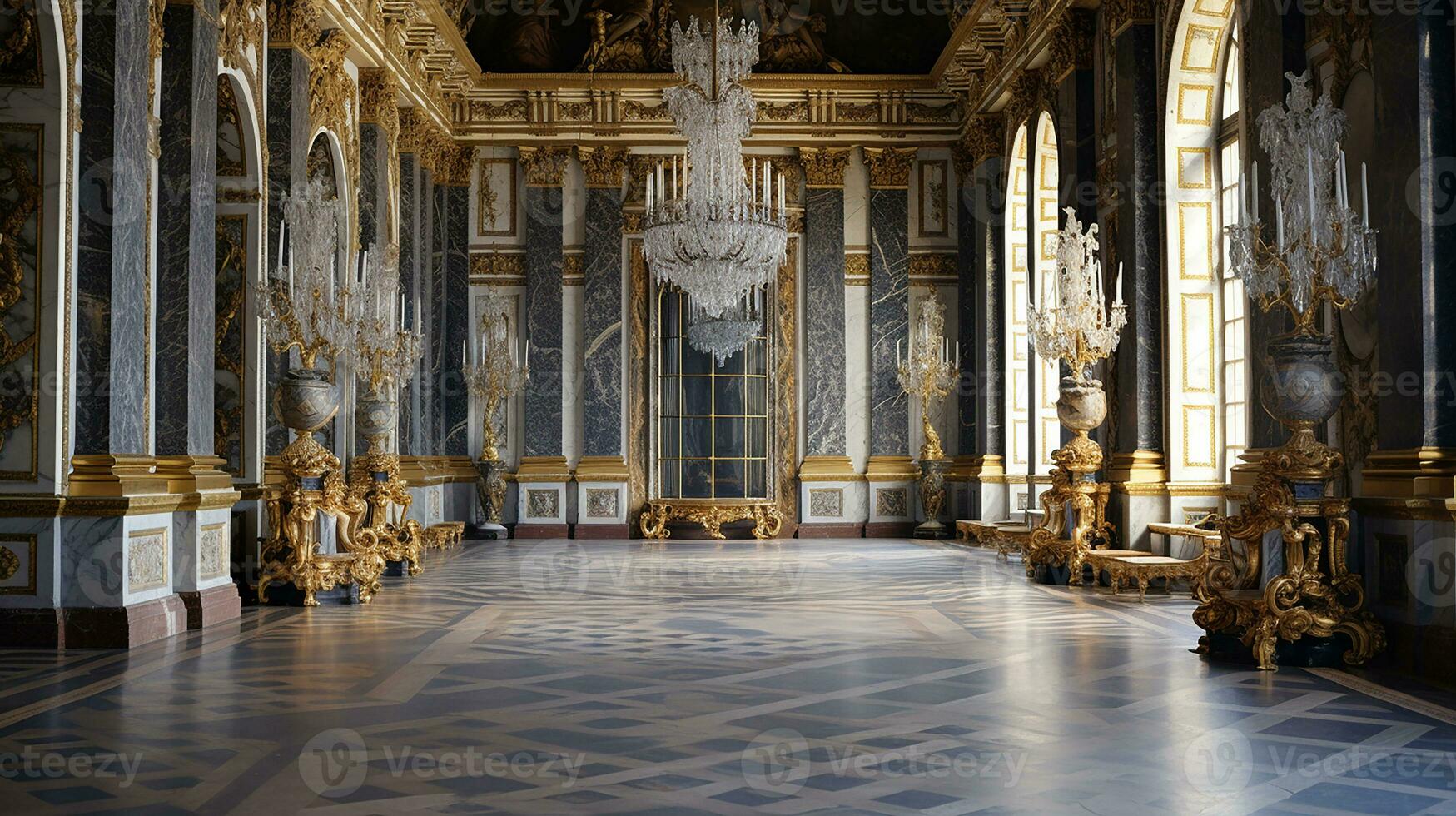 foto van de kamer met de interieur ontwerp van de paleis van versaille, Frankrijk. generatief ai