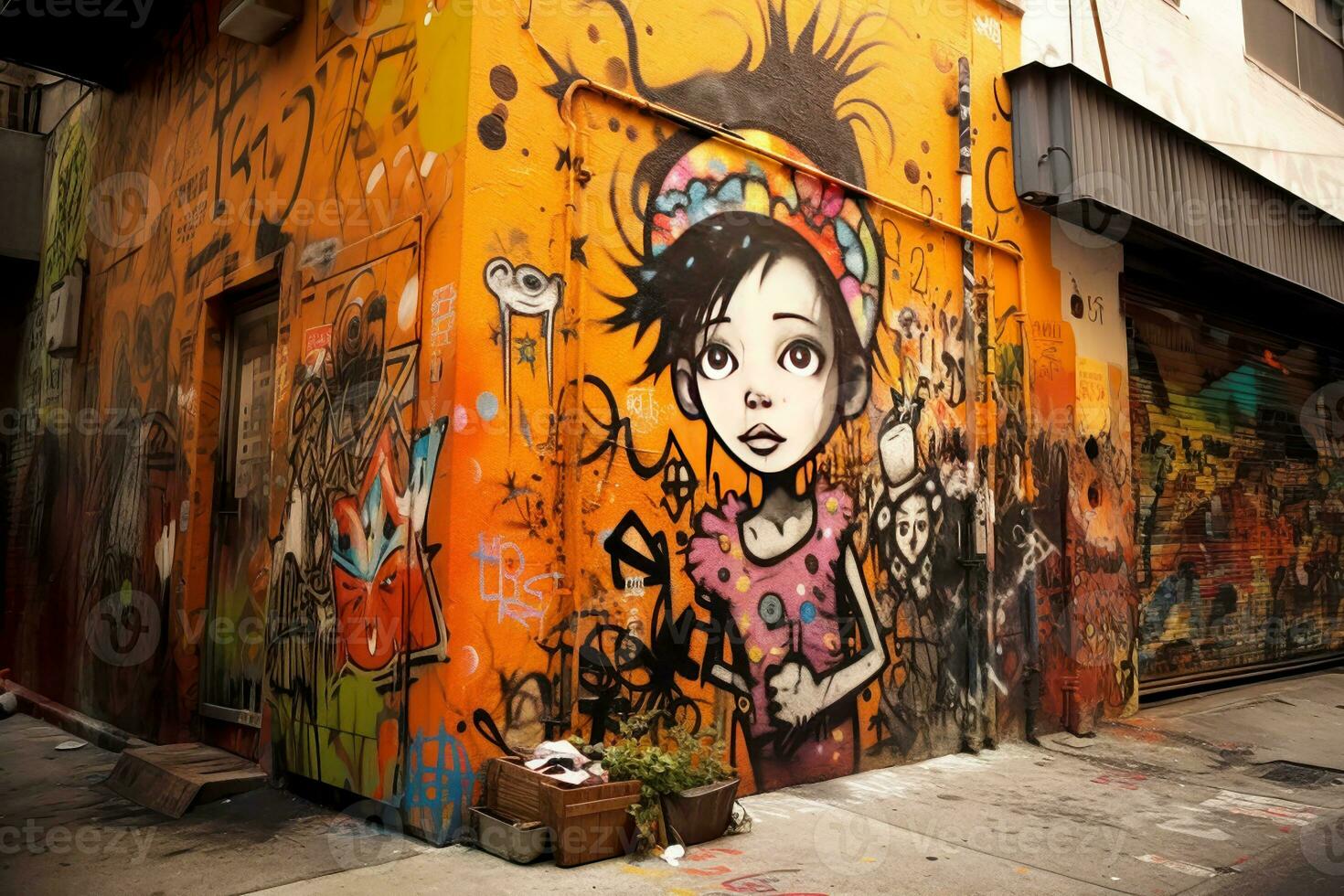 stedelijk straat grafitti, ai gegenereerd foto