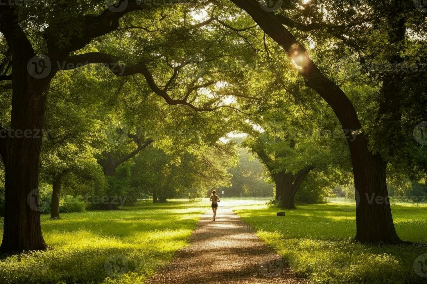 een persoon jogging in een park, genieten van hun dagelijks oefening routine- foto