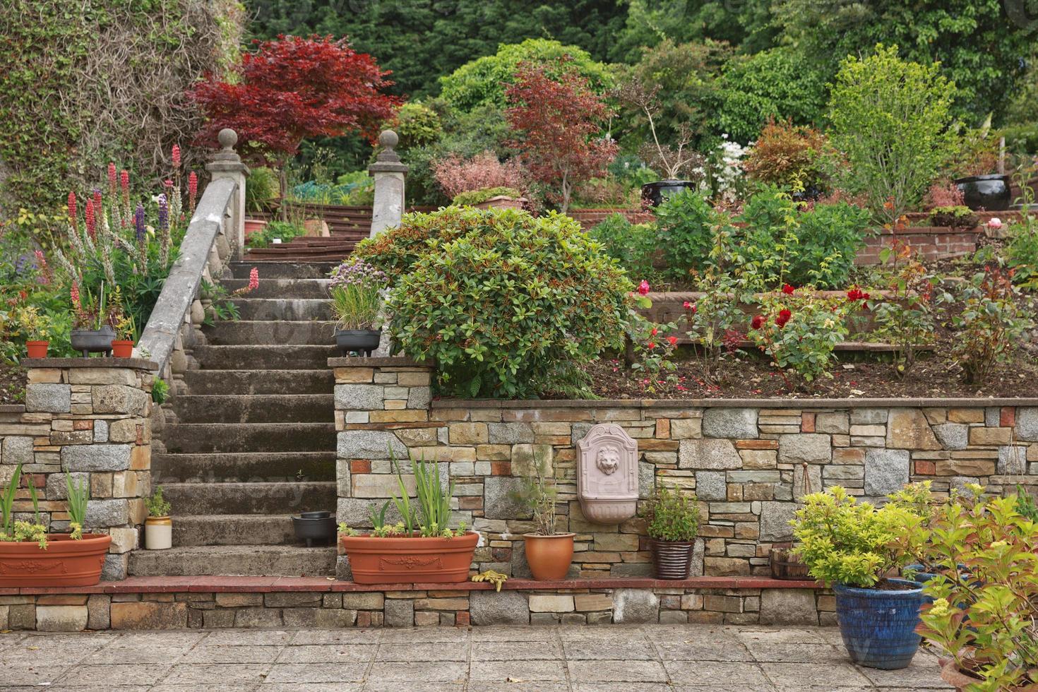 stenen trappen en tuin foto