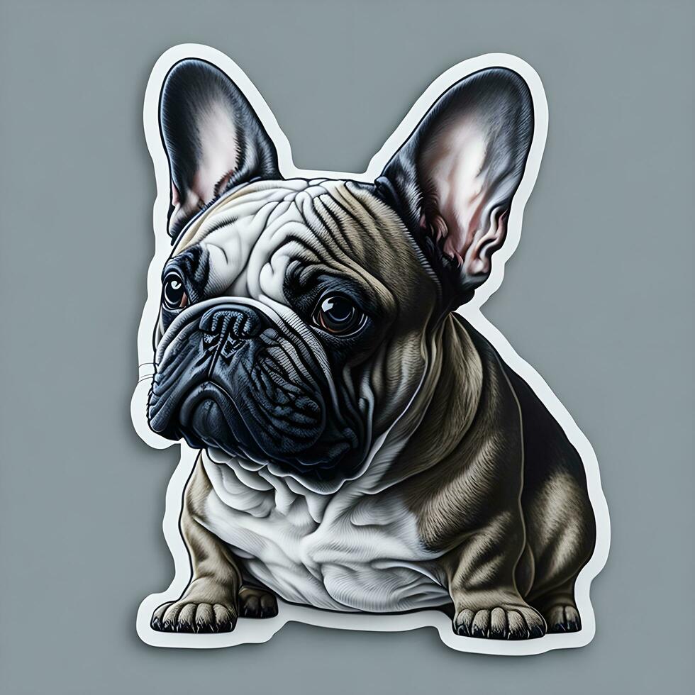 Frans bulldog sticker, tekenfilm met duidelijk achtergrond foto