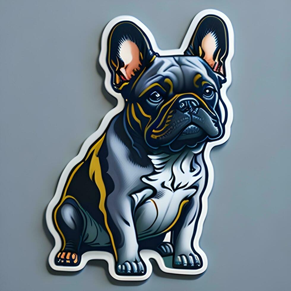 Frans bulldog sticker, tekenfilm met duidelijk achtergrond foto
