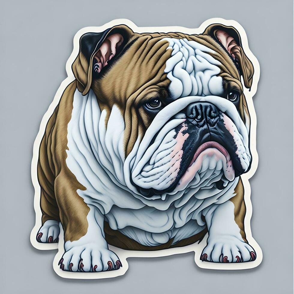 Engels bulldog sticker, tekenfilm met duidelijk achtergrond foto