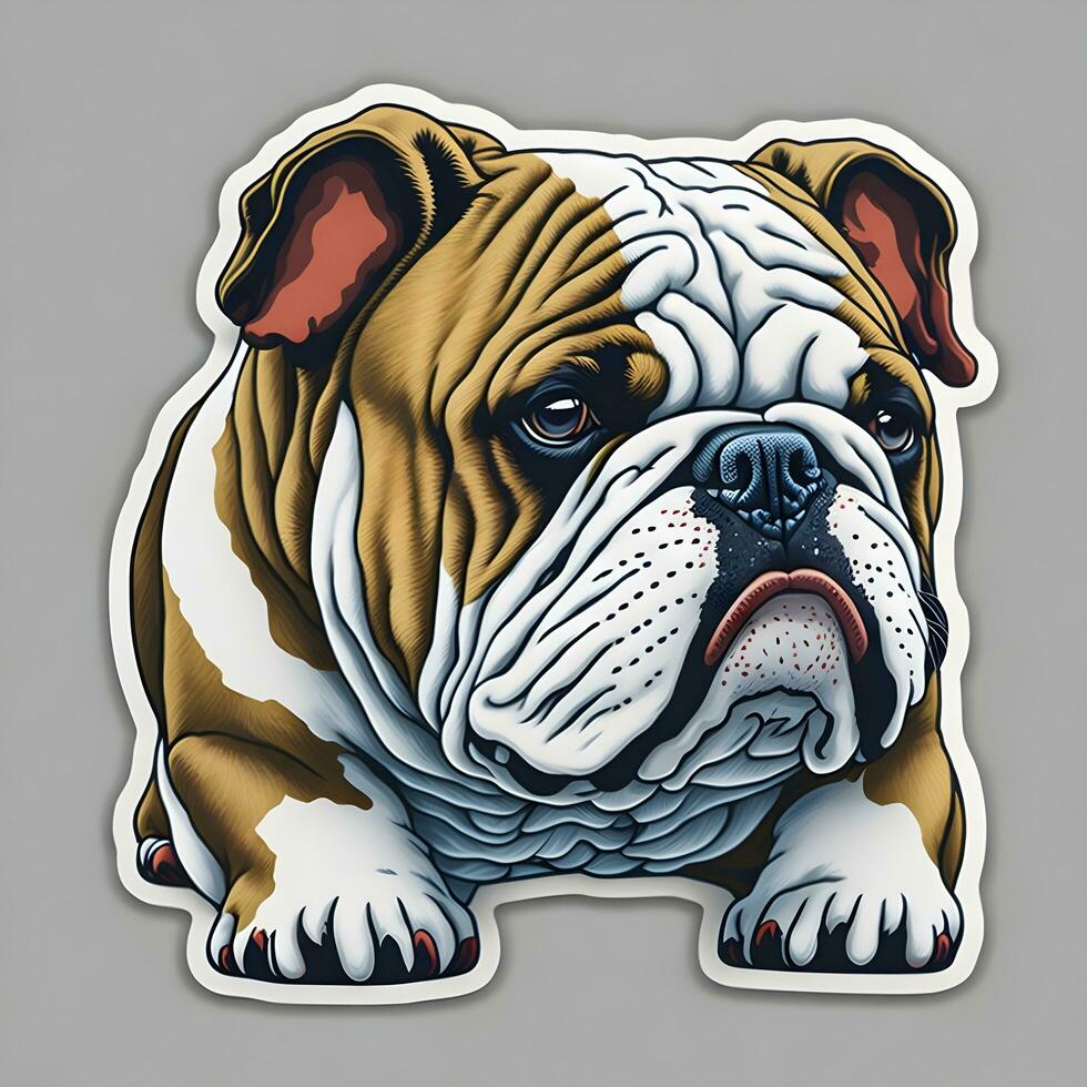 Engels bulldog sticker, tekenfilm met duidelijk achtergrond foto