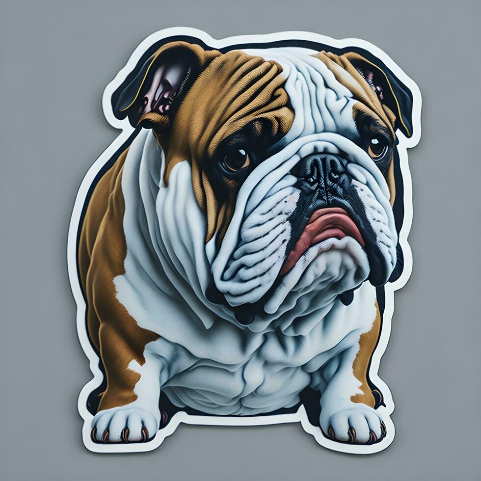Engels bulldog sticker, tekenfilm met duidelijk achtergrond foto