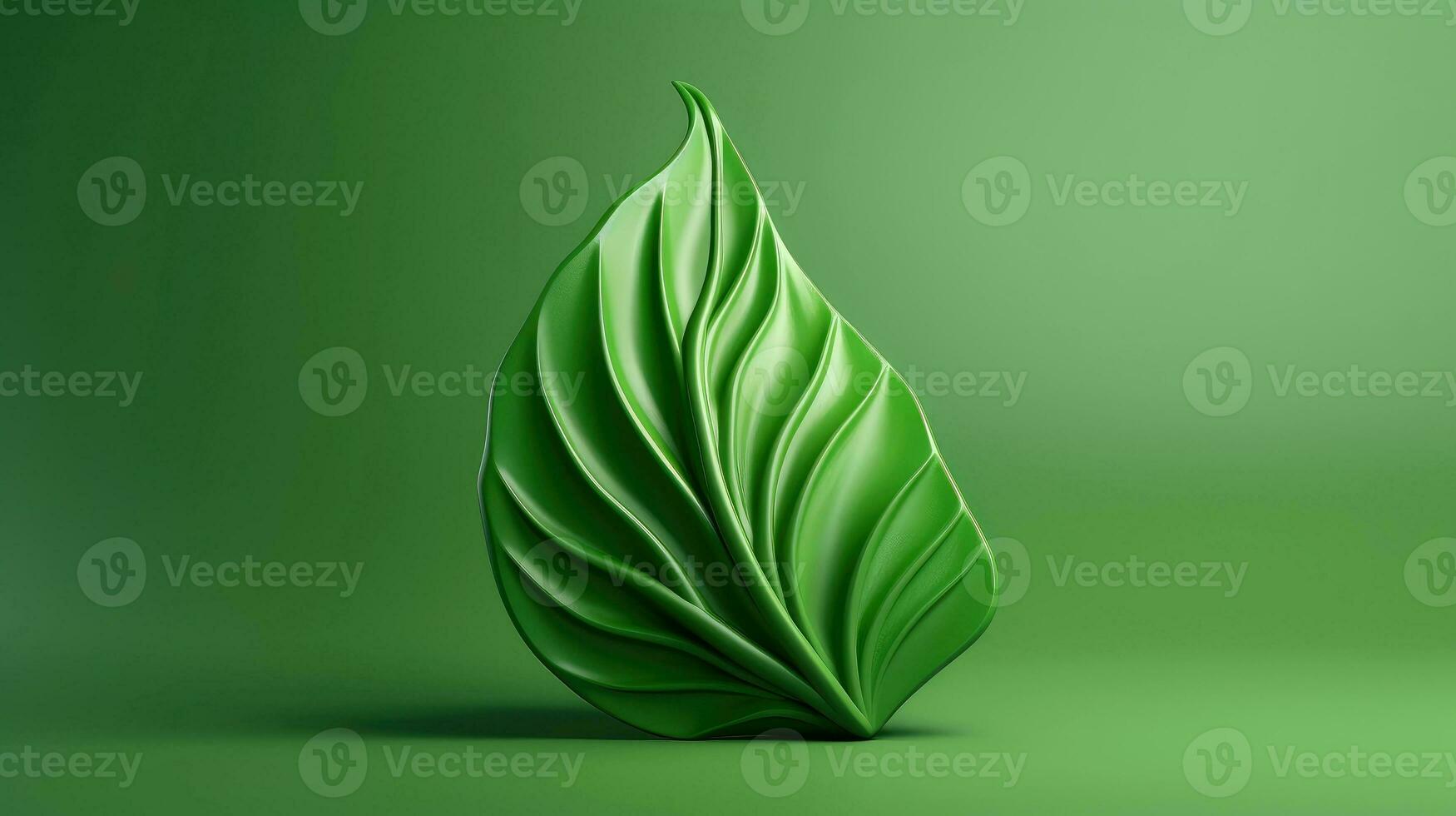 3d mockup blad van boom en fabriek. ecologie, bio en natuurlijk producten concept, dichtbij omhoog visie van bladeren samenstelling, minimaal stijl, generatief ai illustratie foto