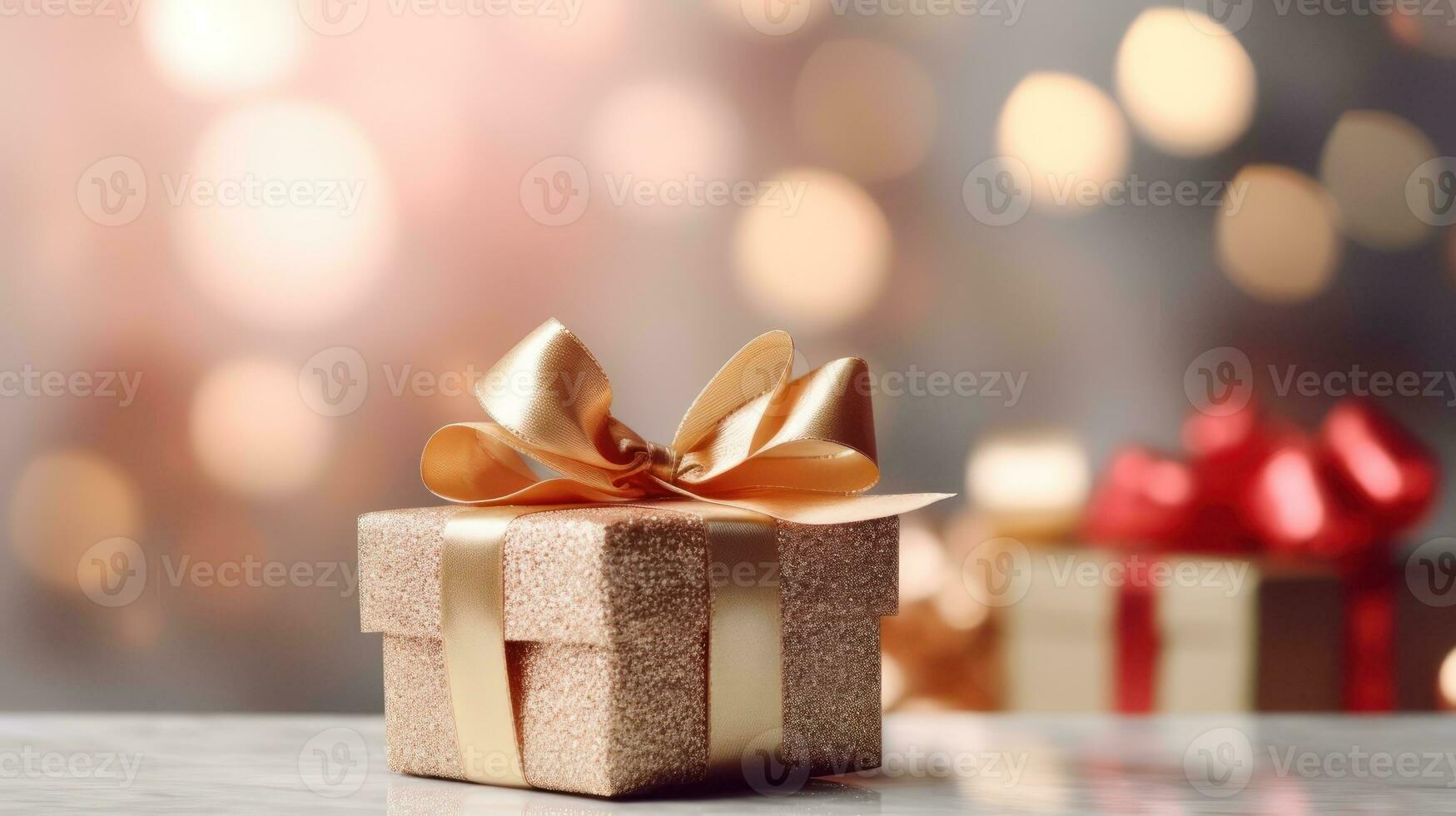 giftbox Aan bokeh achtergrond. generatief ai. foto