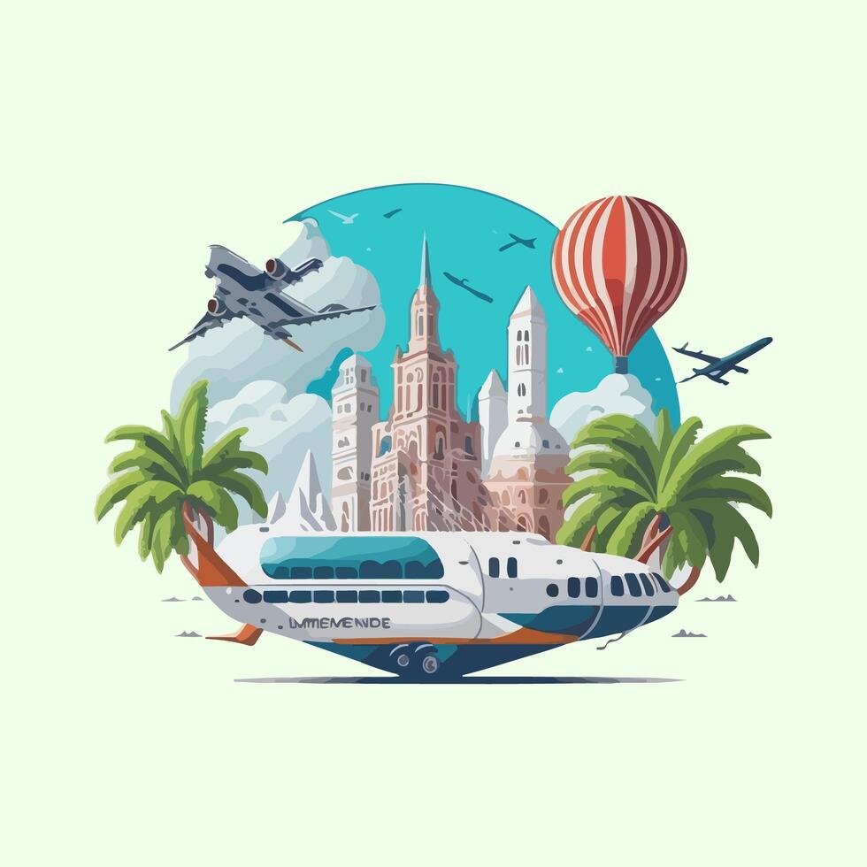 wijnoogst illustratie wereld reizen ontwerp elementen voor bedrijf, geïsoleerd illustratie wijnoogst hand- getrokken ontwerp, zomer ontwerp, globaal planeet wereld reis ontwerp foto