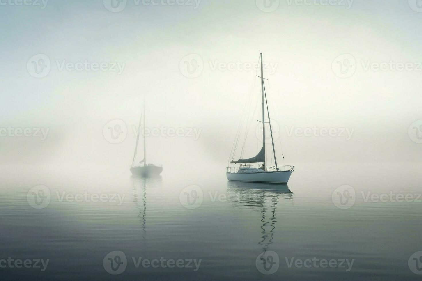 zeilboot mistig het weer. genereren ai foto