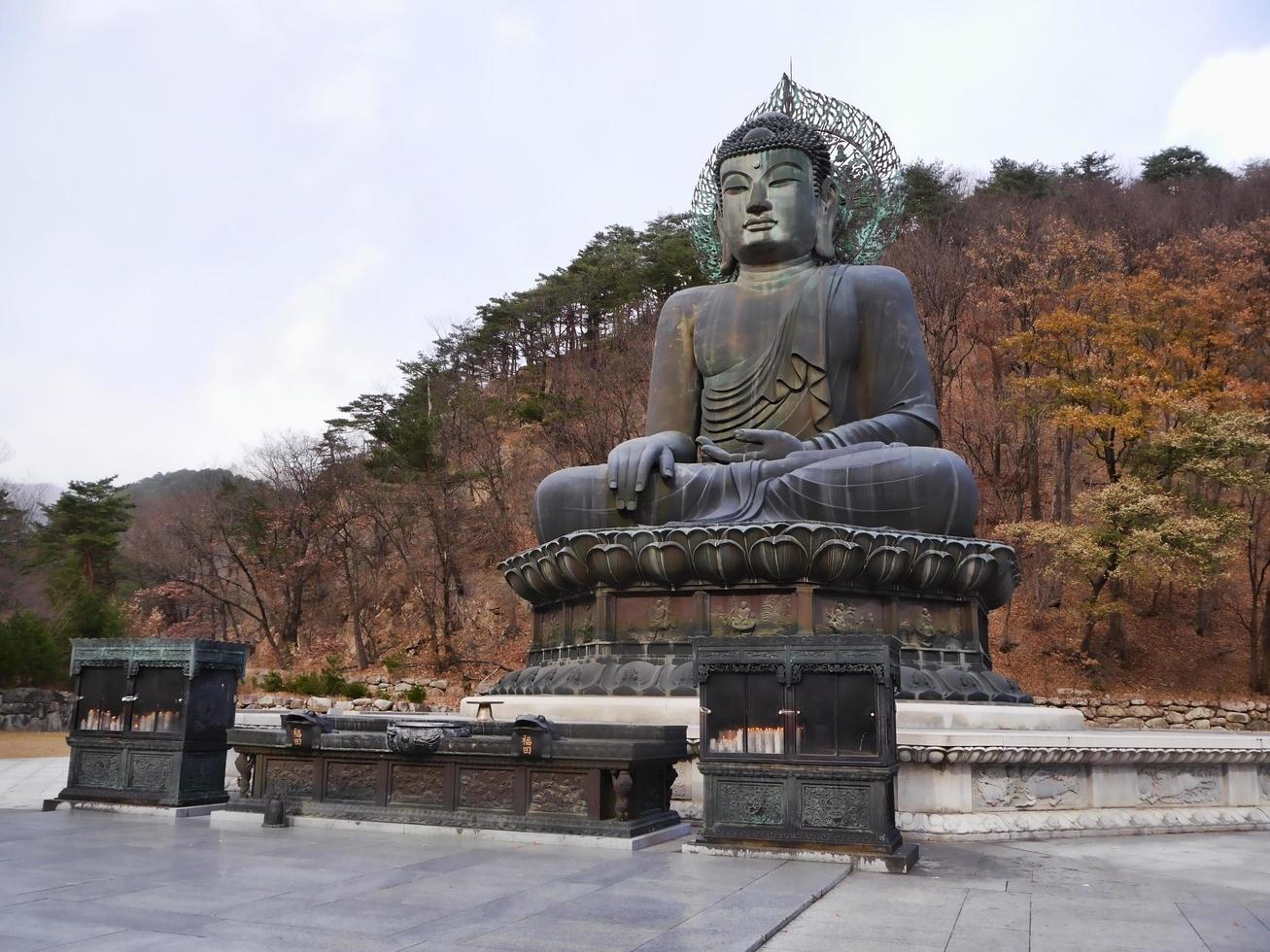 groot boeddhabeeld in soraksan nationaal park. sokcho, zuid-korea foto