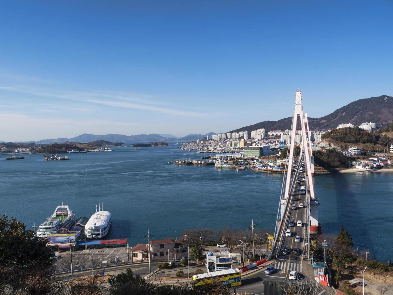 dolsan brug. Yeosu stad. Zuid-Korea foto