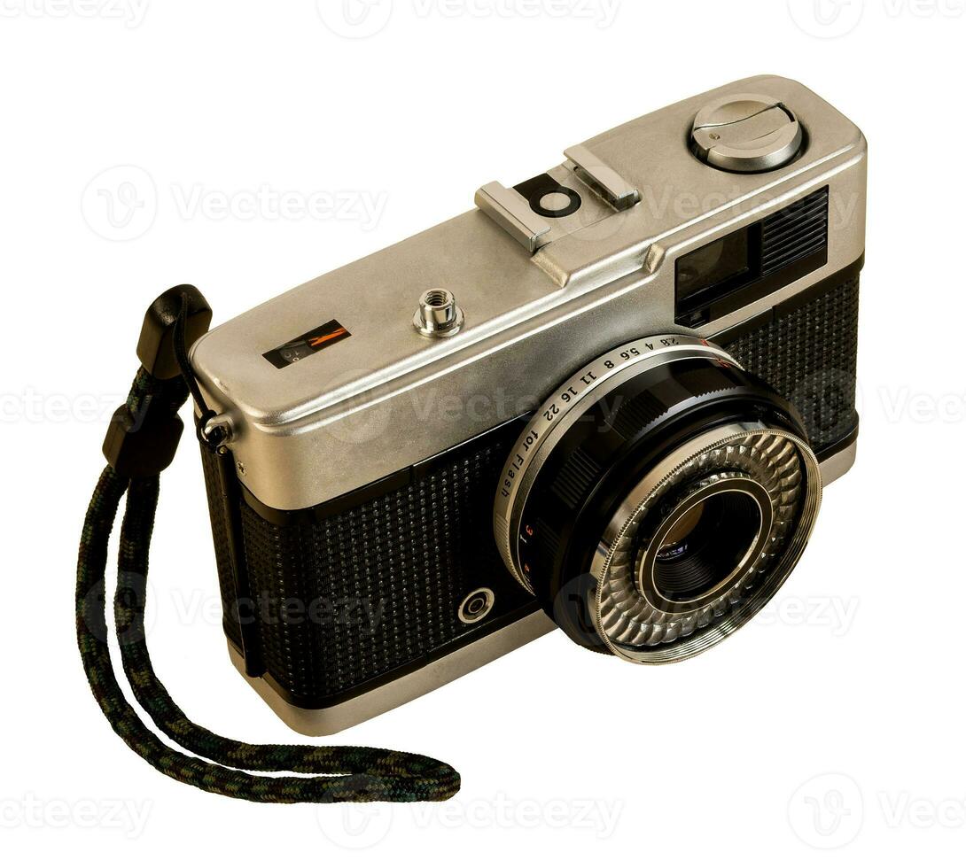 retro film foto camera, geïsoleerd Aan wit achtergrond.
