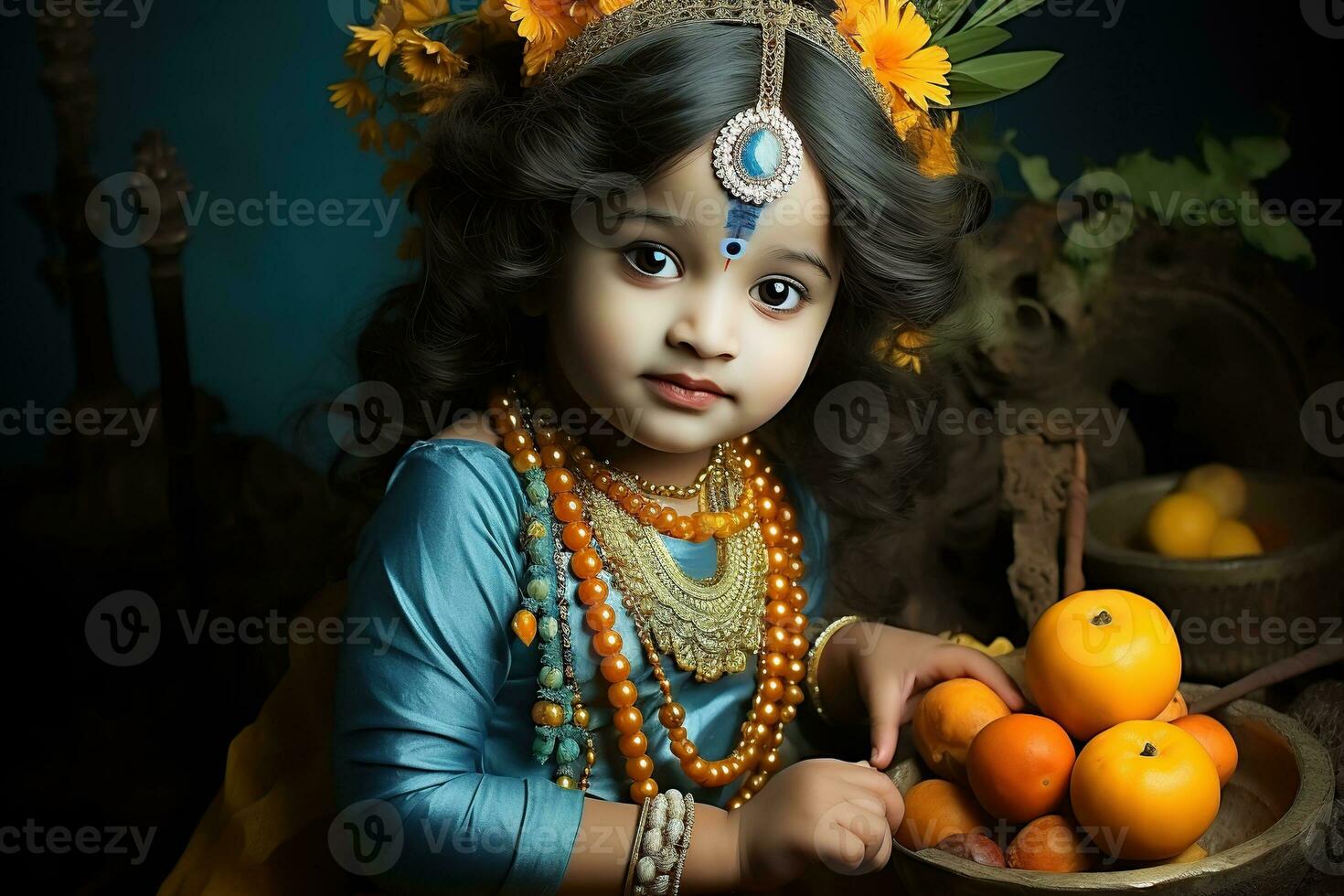 janmashtami, Hindoe festival vieren de geboorte van de god Krishna. ai gegenereerd foto