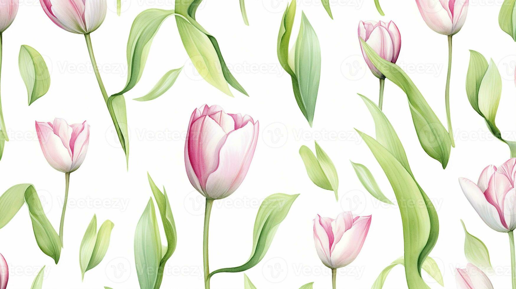 naadloos patroon van tulp bloem in waterverf stijl geïsoleerd Aan wit achtergrond. tulp bloem structuur achtergrond. generatief ai foto