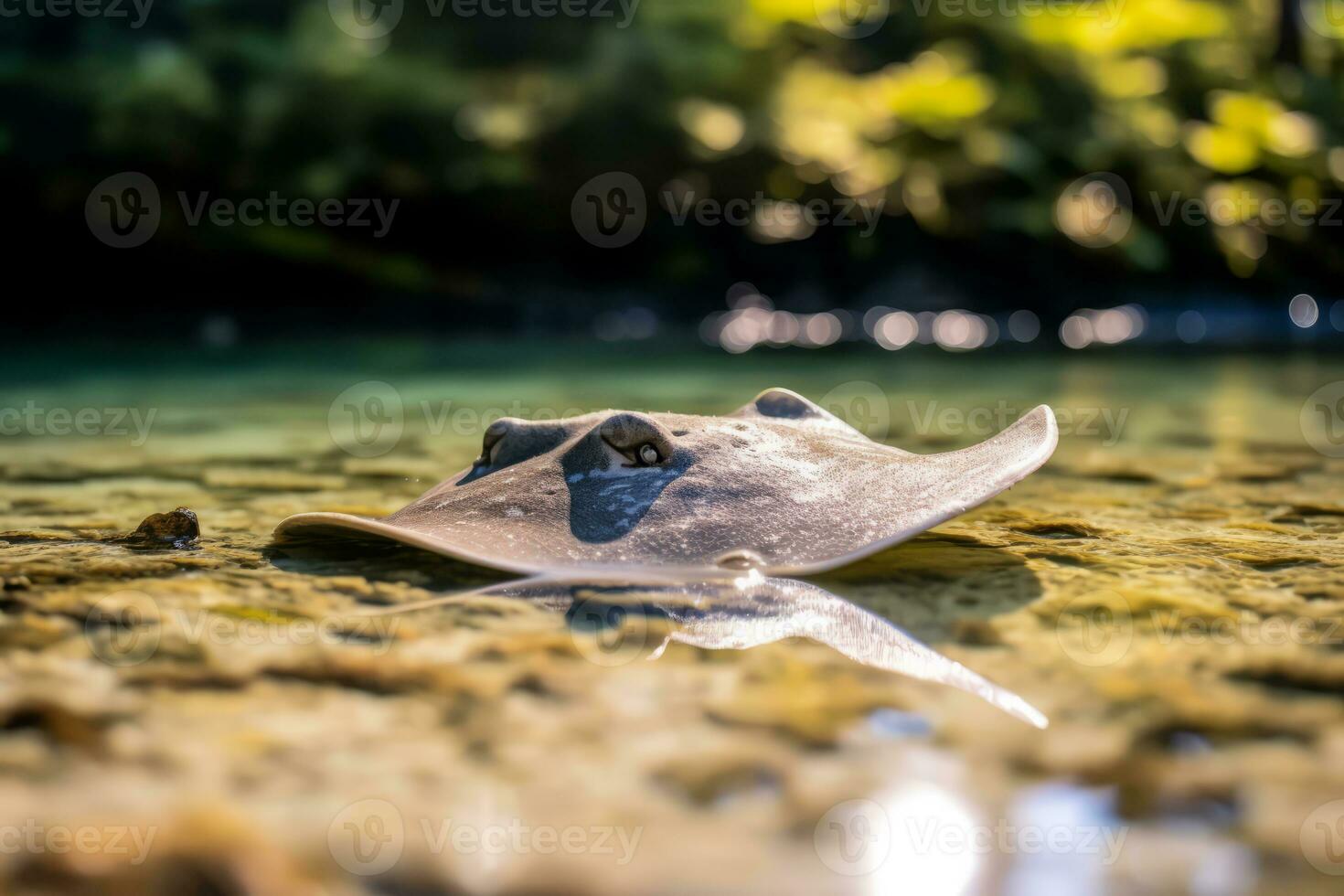 pijlstaartrog in natuur breed leven dieren. ai gegenereerd. foto