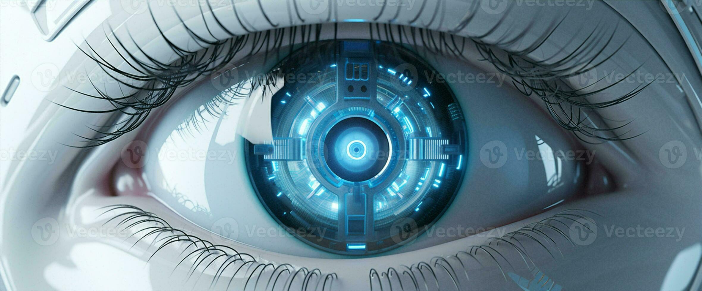 futuristische vrouw technologie oog robot foto