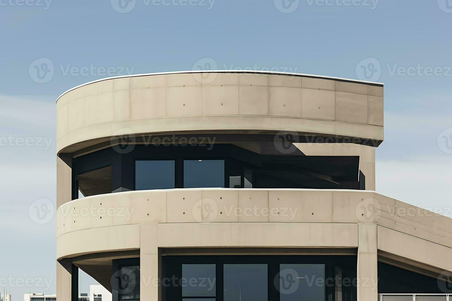 dichtbij omhoog van abstract leeg beton gebouw met modern stijl architectuur. ai gegenereerd foto