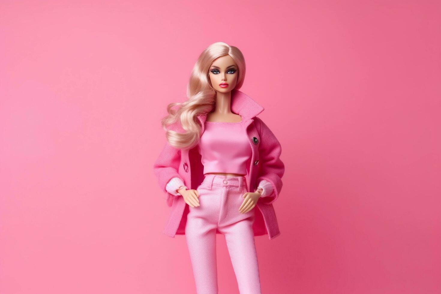 een Barbie pop is gekleed in roze kleren foto