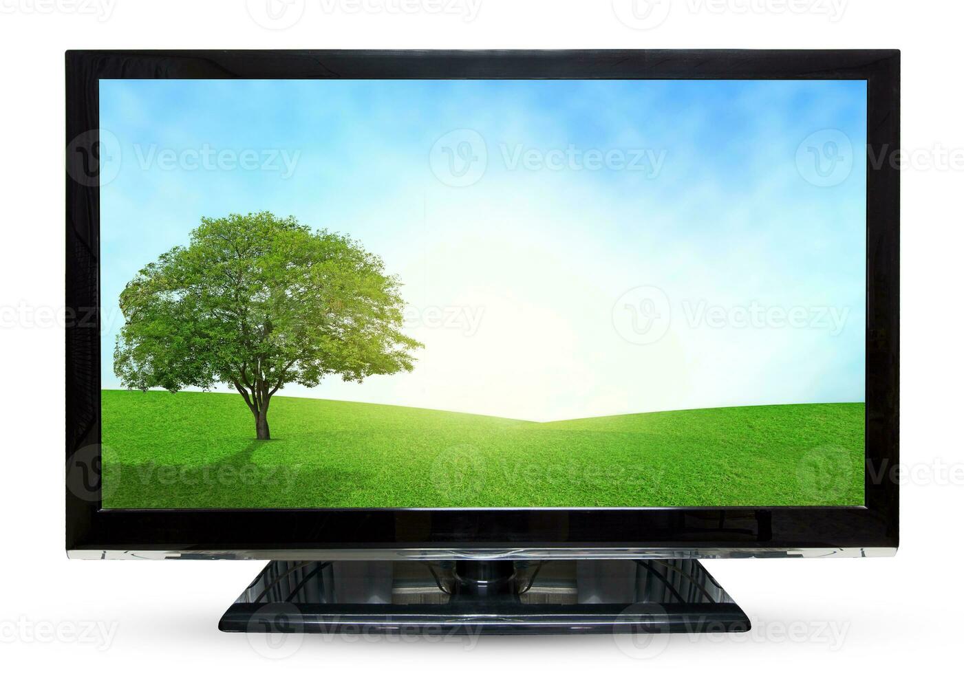 televisie lucht of toezicht houden op pc landschap geïsoleerd Aan wit achtergrond. foto