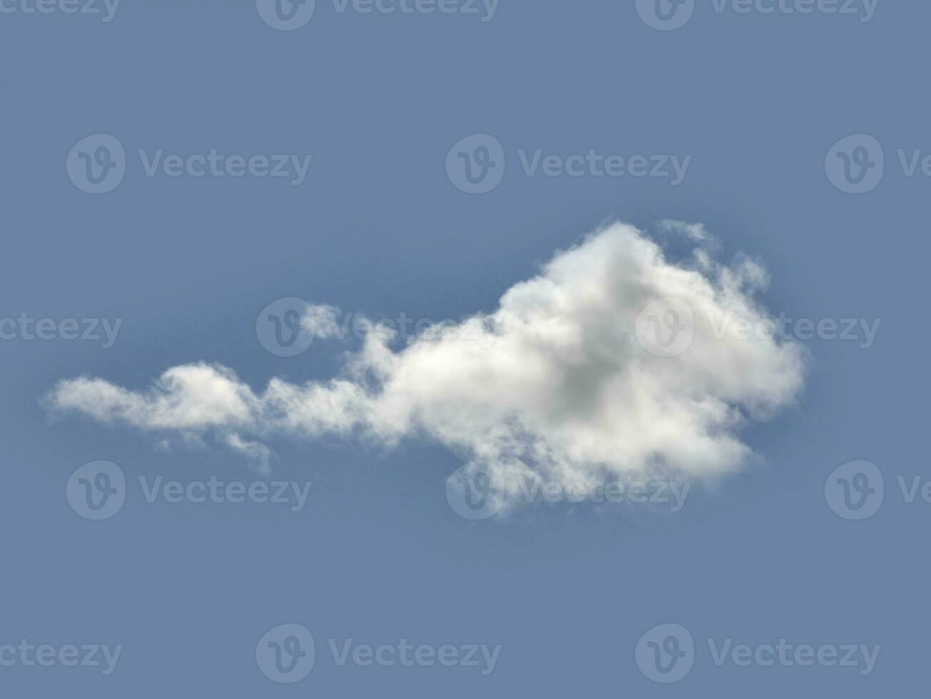 single wit wolk over- blauw lucht achtergrond. pluizig cumulus wolk vorm foto