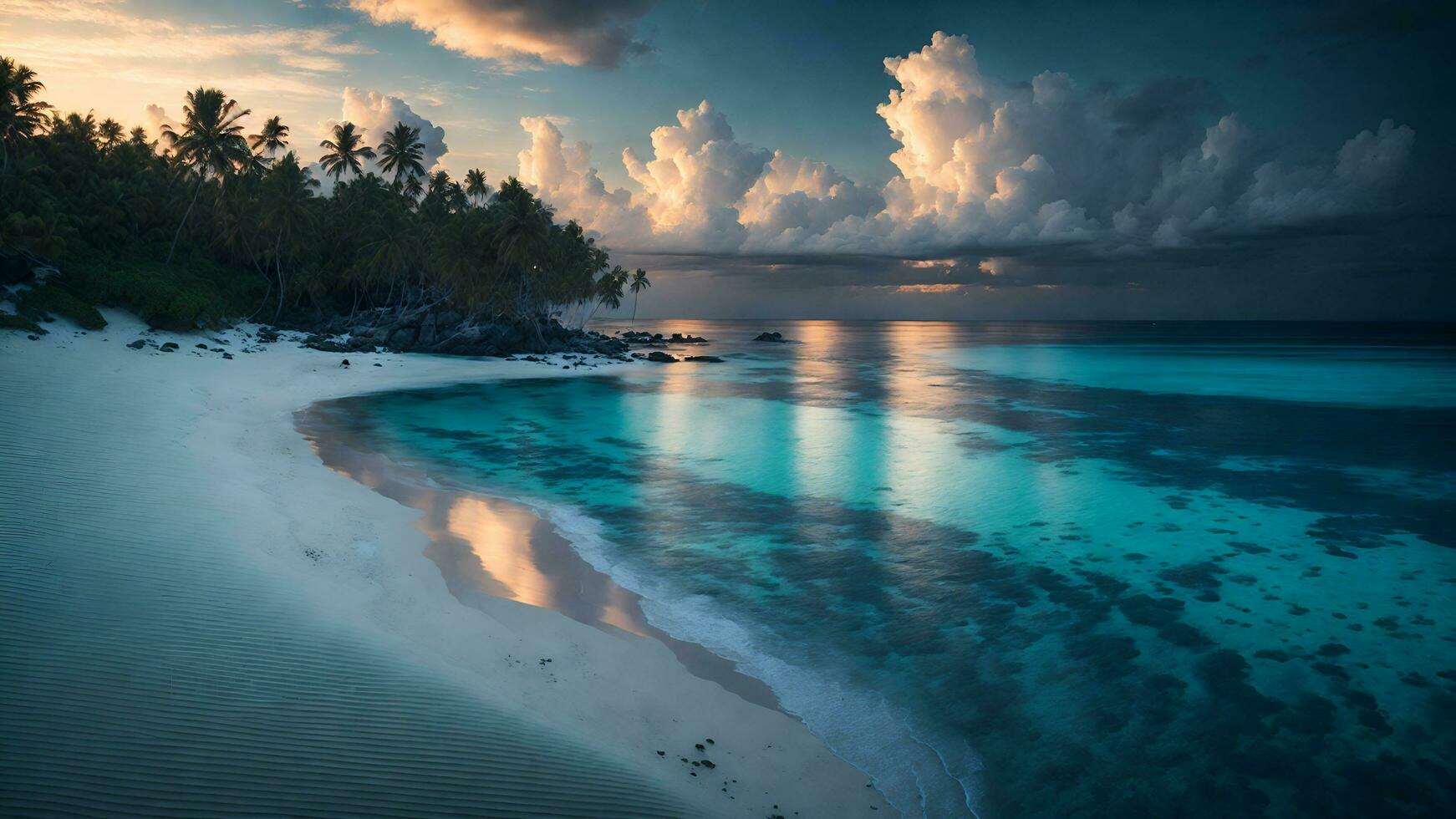 vervoer jezelf naar een sereen paradijs in de Maldiven met een adembenemend fotograaf ai generatief foto