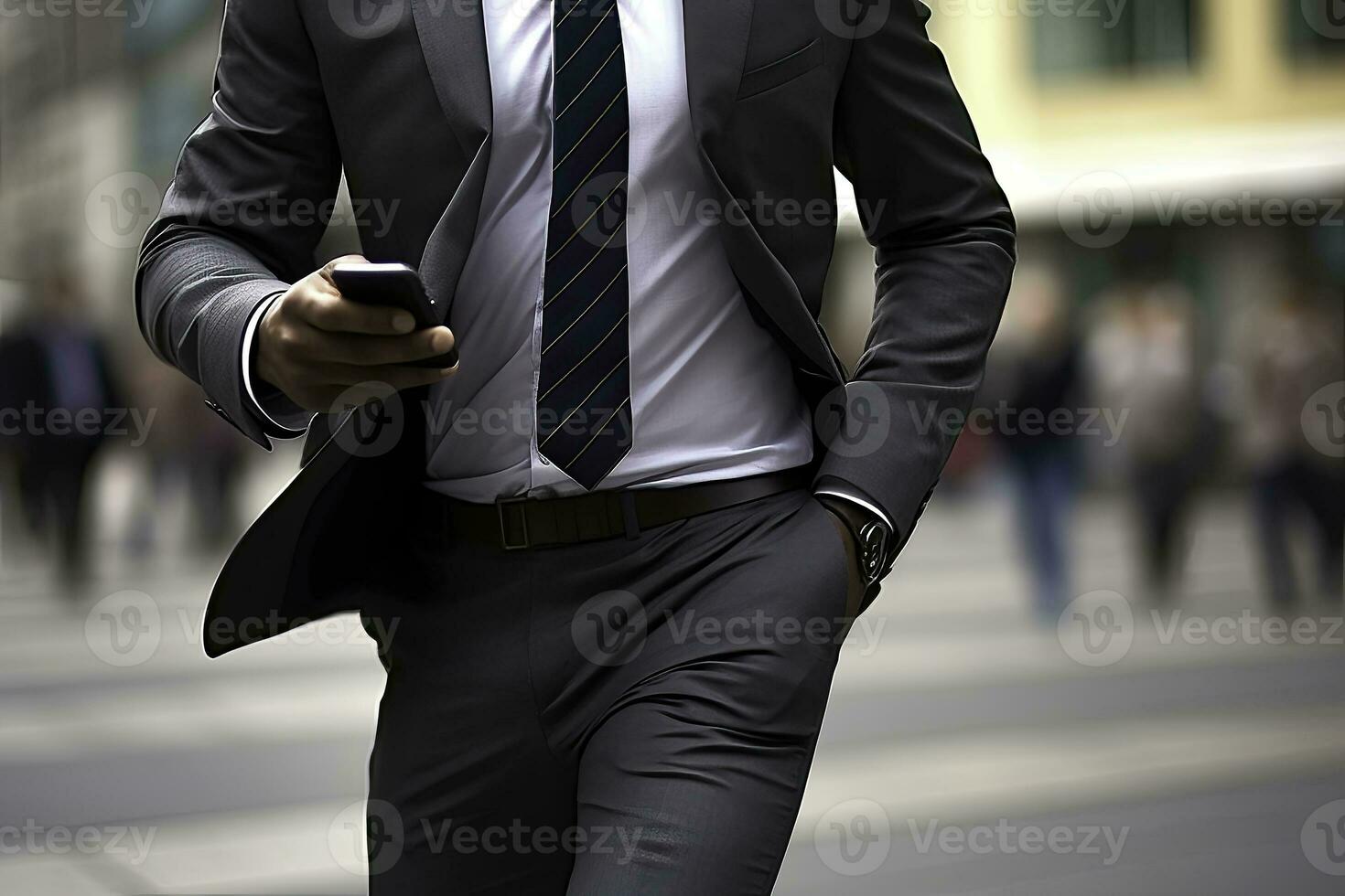 zakenman met mobiel telefoon - ai generatief foto