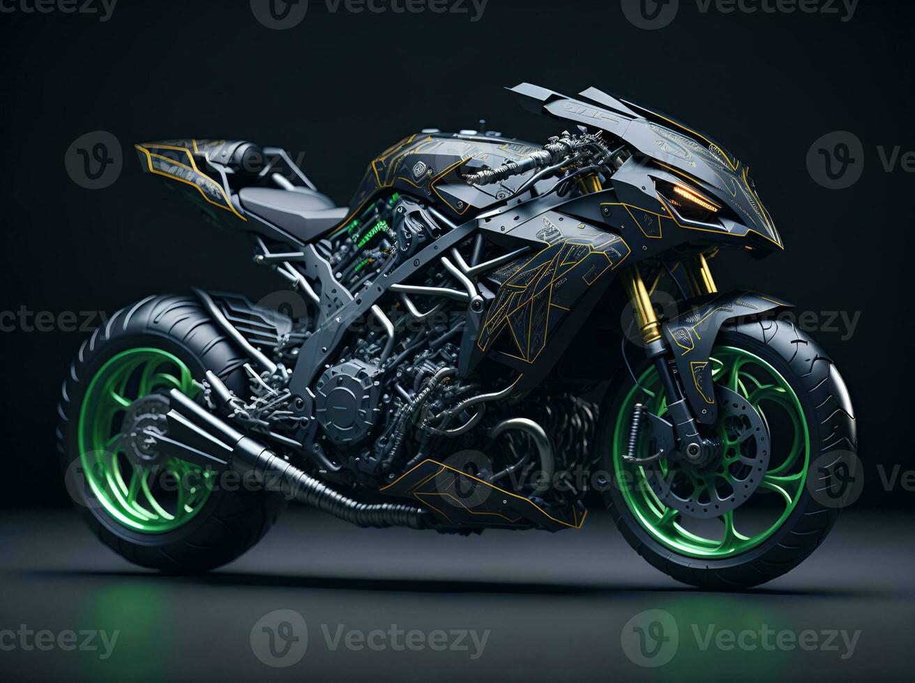 conceptuele ontwerp van een Op maat motorfiets geïsoleerd Aan divers achtergrond foto