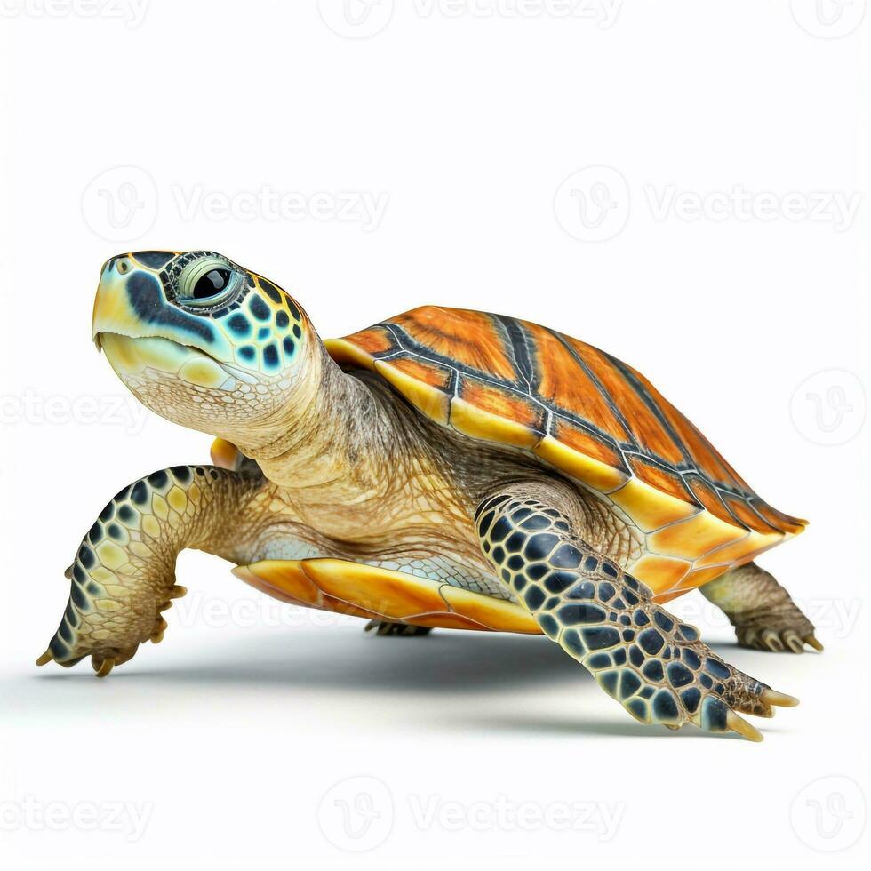 mooi groot wild schildpad op zoek vooruit is getoond in vol lengte, ai gegenereerd foto