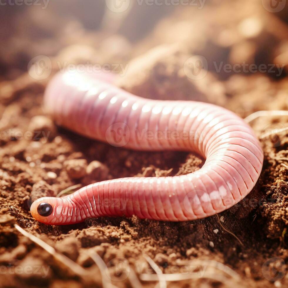 mooi groot wild regenworm op zoek vooruit is getoond in vol lengte, ai gegenereerd foto
